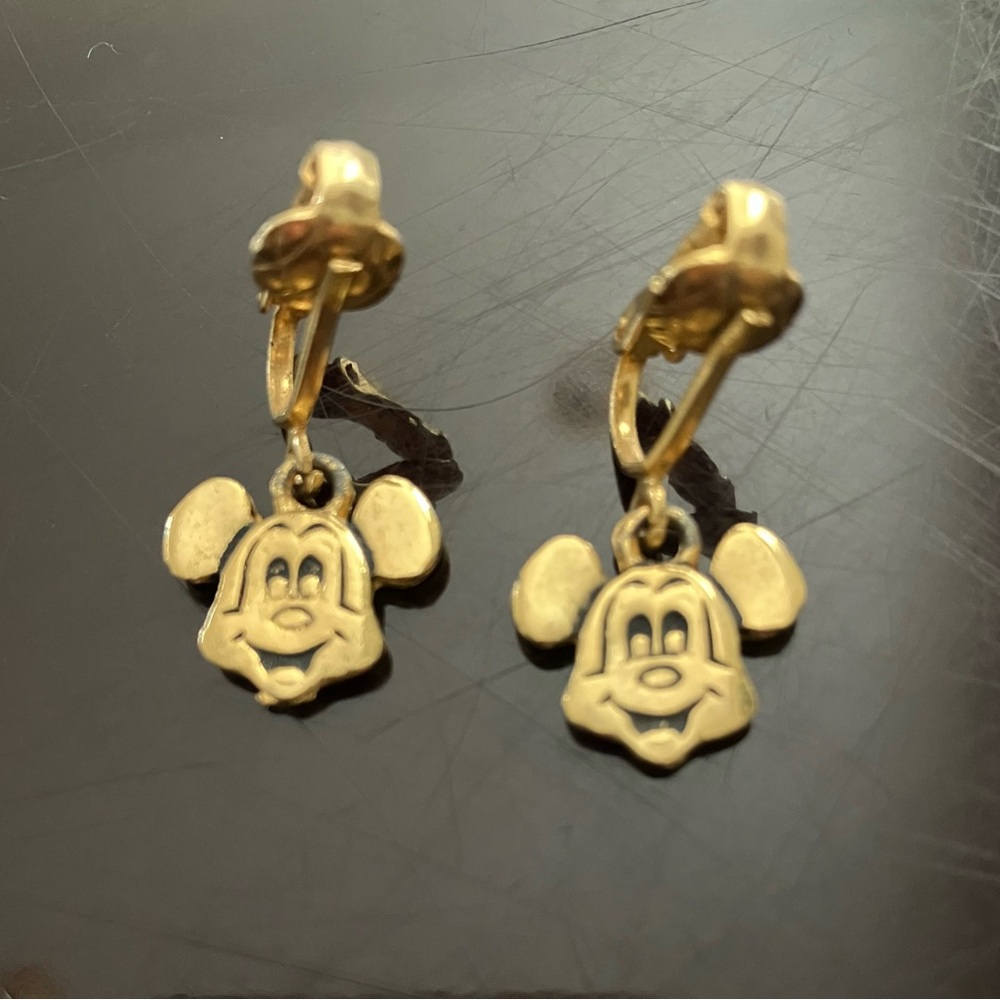 Vintage Walt Disney Mickey Mouse Head Clip On Earrings